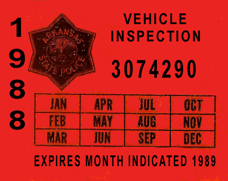 1988 Arkansas Inspection Sticker (image for) 1988 Arkansas Inspection Sticker